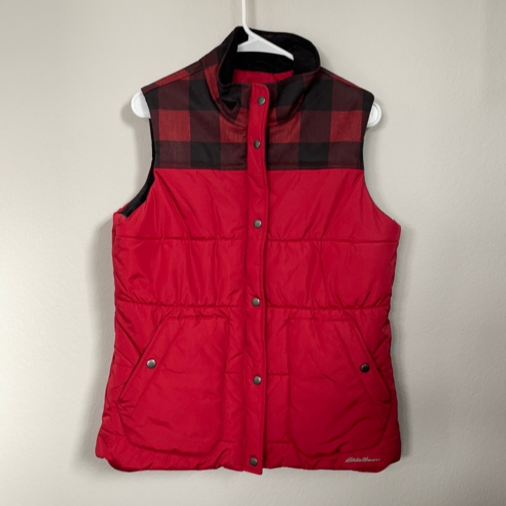 COPY - Eddie Bauer Buffalo check plaid puffer vest